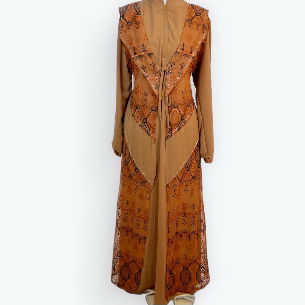 Orange Tiered Gown Mother and Daughter set Abaya/ EID dress